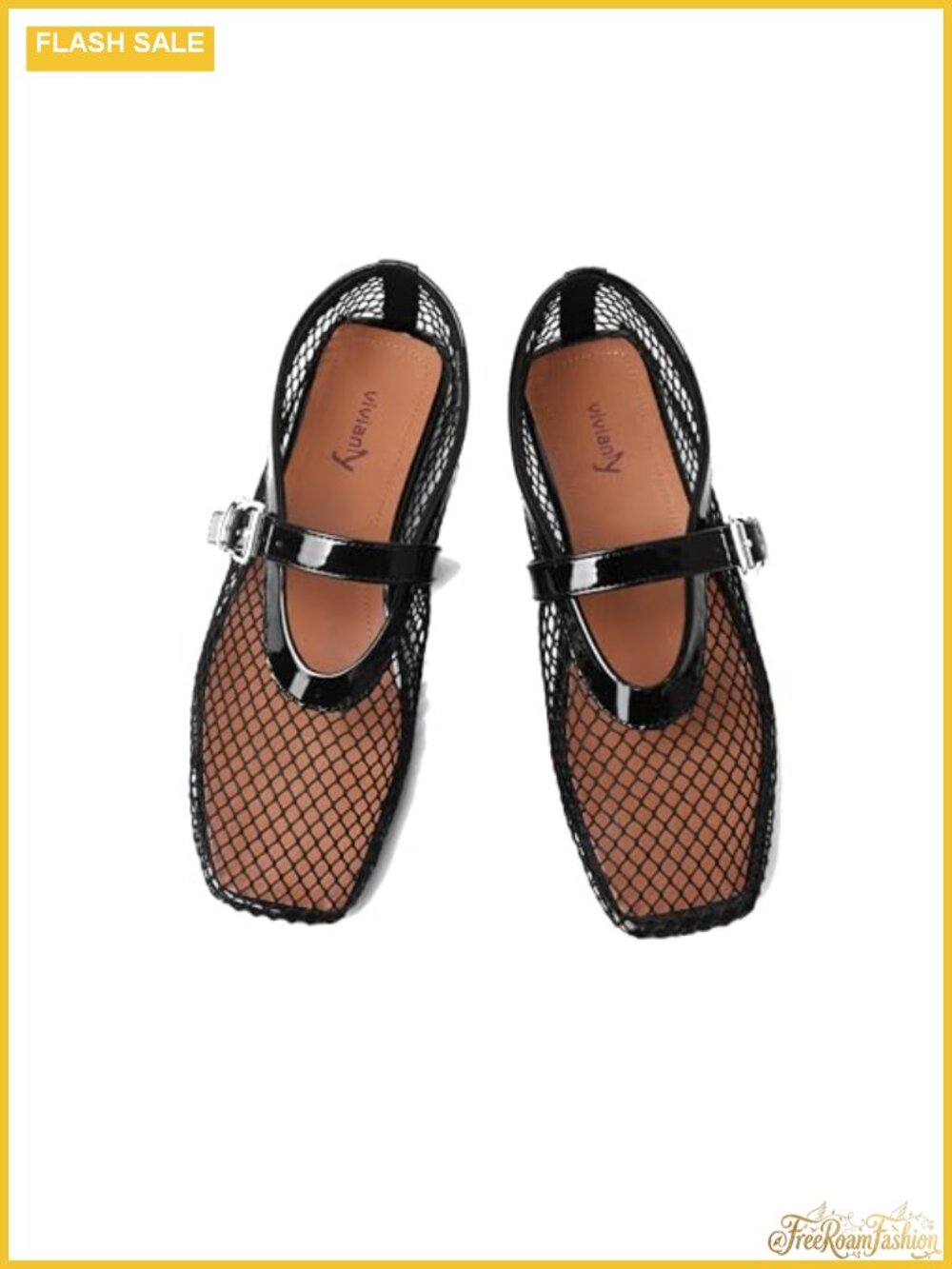 Mesh Mary Jane Ballet Flats for Women Comfy Fishnet Shoes